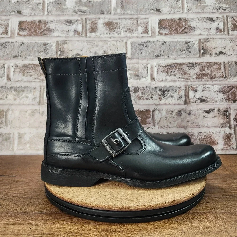 TIMBERLAND BLACK LEATHER ZIP BOOTS MENS 10